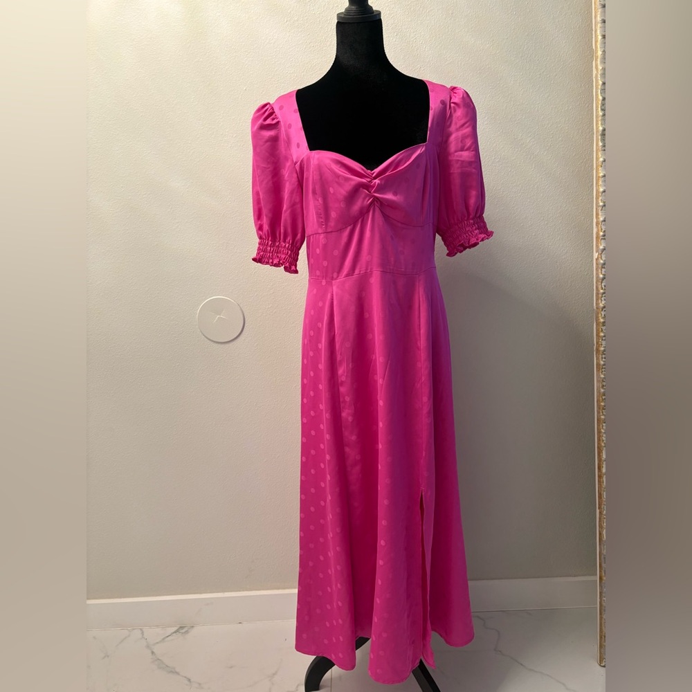 Wayf Fuchsia Twist-Front Dress
